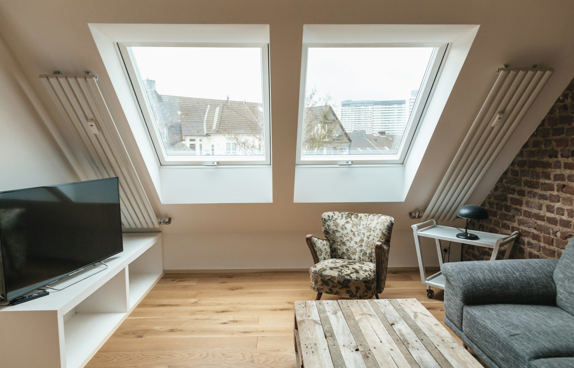 Modern living room under the roof